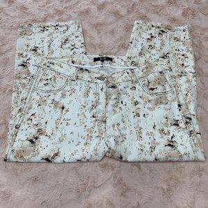 Yest Capri Women’s Size 10 White Denim w/ Brown & Tan Speckled Design CUTE!